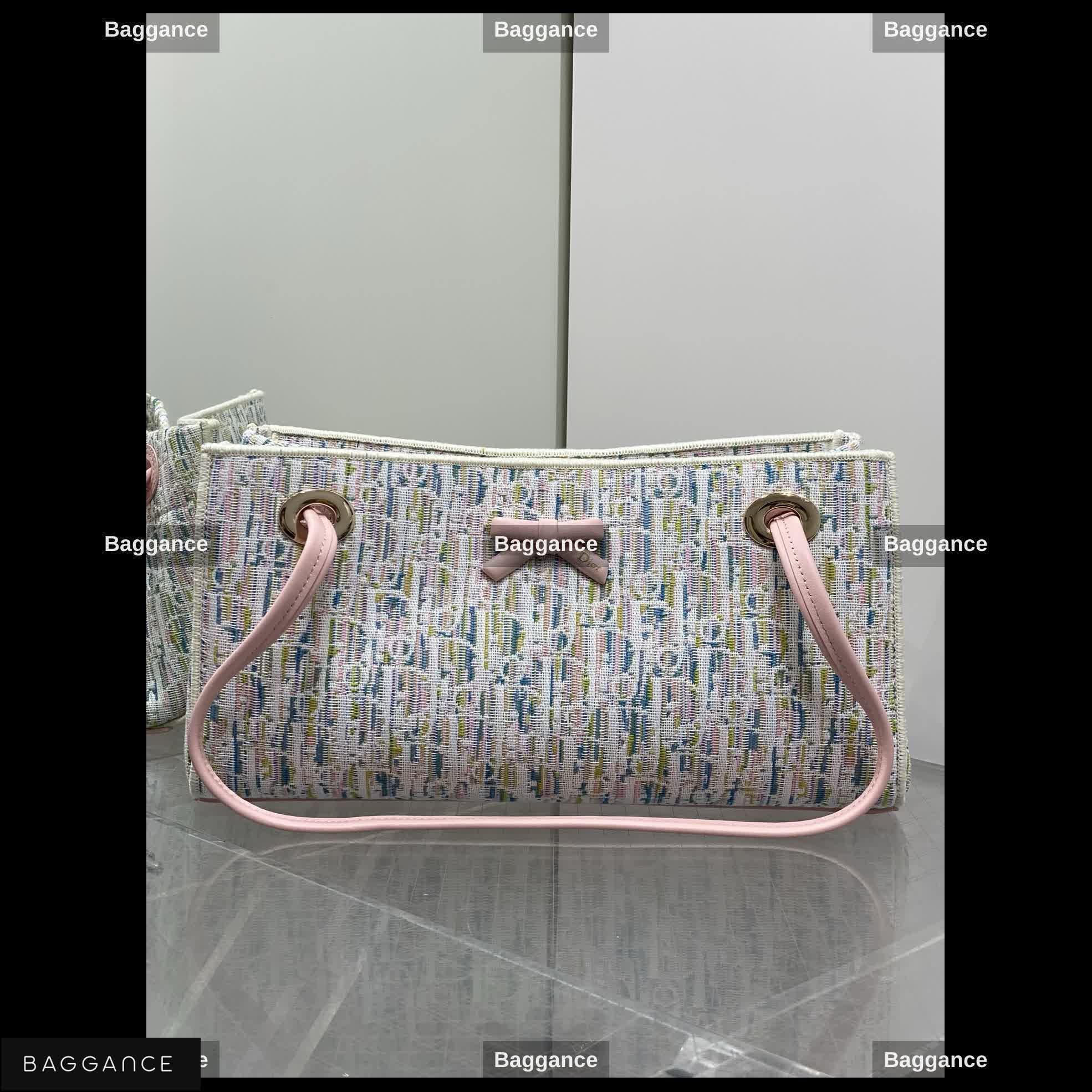 Small Dior Promenade Shopping Bag Multicolor Dior Oblique Pastel Jacquard